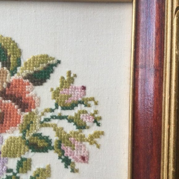vintage framed needlepoint floral Hudson's bay company picture department small - Picture 4 of 4